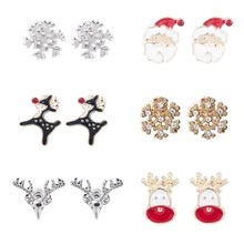 Санта Клаус рождественские серьги снеговик декоративный колокольчик с оленями Рождественская елка Ухо Ювелирные изделия аксессуары прекрасные рождественские подарки для женщин девочек