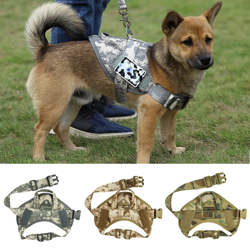 Камуфляжный тактический жилет для собак, охотничий военный жилет для собак, водонепроницаемый тренировочный жгут для средних и больших размеров для собачек-Мопсов