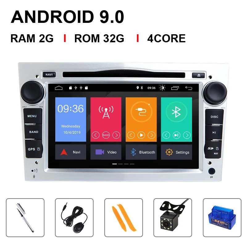 2 Din Android 9,0 автомобильный DVD мультимедийный плеер для Opel Astra H Vectra C Zafira b Corsa C D G Meriva Vivaro gps навигация радио4 ГБ - Цвет: 4 Core 32ROM OBD Cam
