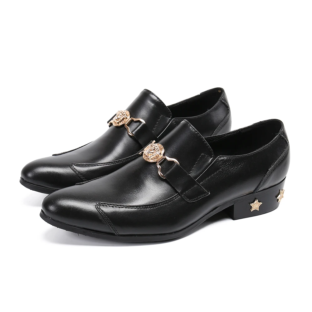 

Wholesale Black Star Casual Shoes Handmade Men'S Shoes Slip on Loafers High Quality Genuine Leather Men Shoes