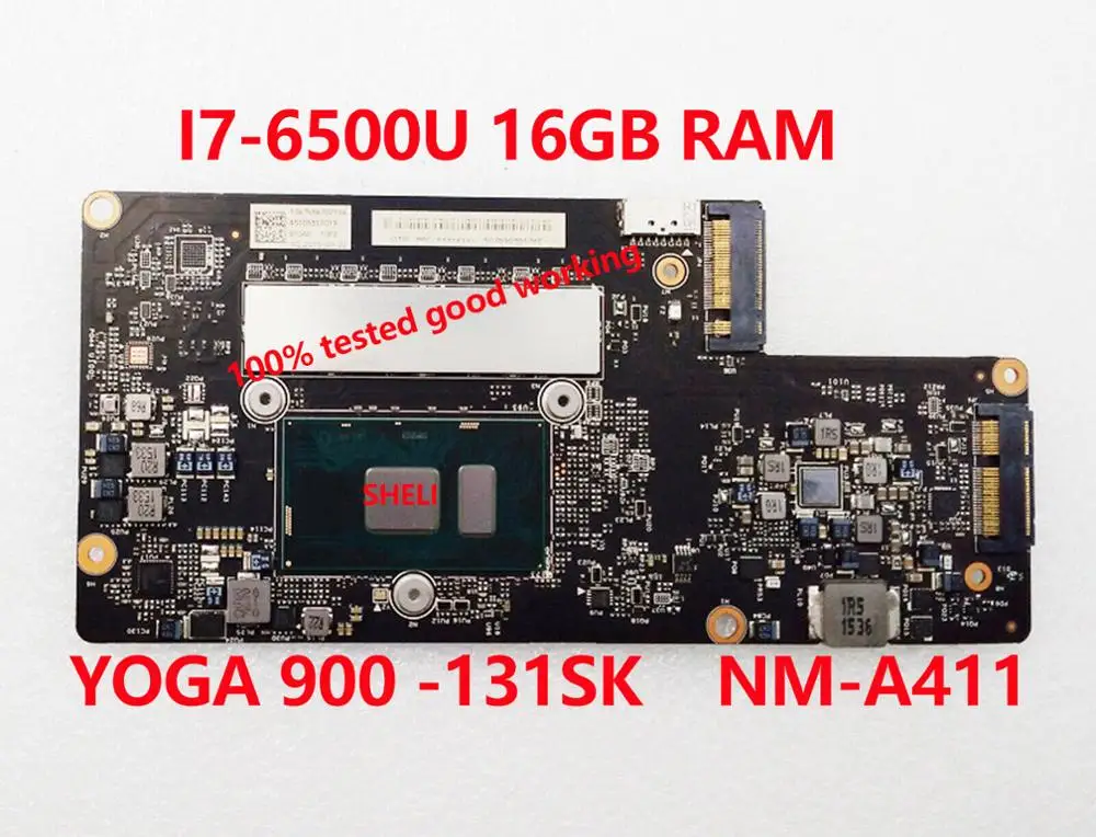  Laptop motherboard SHELI for Lenovo yoga 900-13ISK mainboard I7-6500U 16GB ram NM-A411 100% test