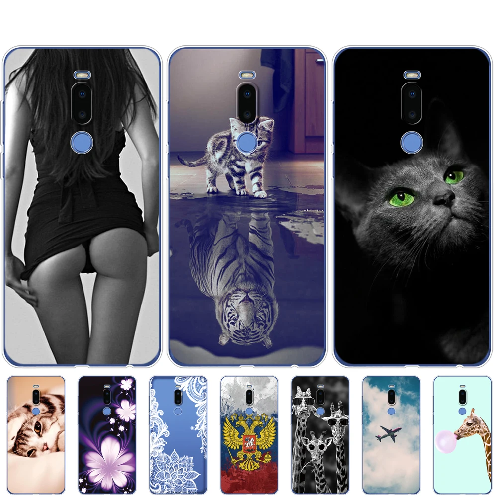For Meizu X8 Case Silicon Soft TPU Phone Cover for X 8 MeizuX8 Coque Bumper full 360 Protective fundas cute black cat | Мобильные