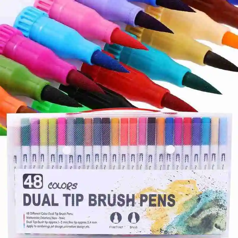 1 Набор цветных ручек с Fineliners, цветные маркеры для рисования, акварельные кисти, набор ручек, перманентные художественные маркеры для рисования