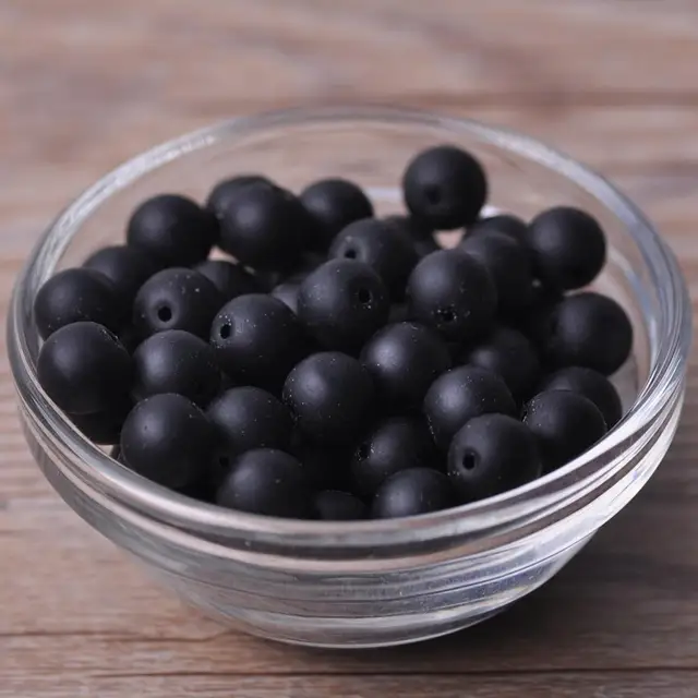Round 4mm 6mm 8mm 10mm 12mm Natural Stone Rock Loose Spacer Beads lot for Bracelet Jewelry Making Findings DIY Crafts Matte Blackstone