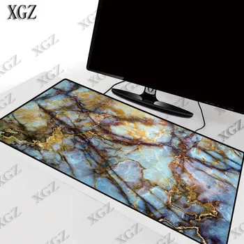 

XGZ Retro Gray Gold Marble Large Gaming Mouse Pad Rubber PC Computer Gamer Mousepad Desk Mat Locking Edge for CS GO LOL Dota 2