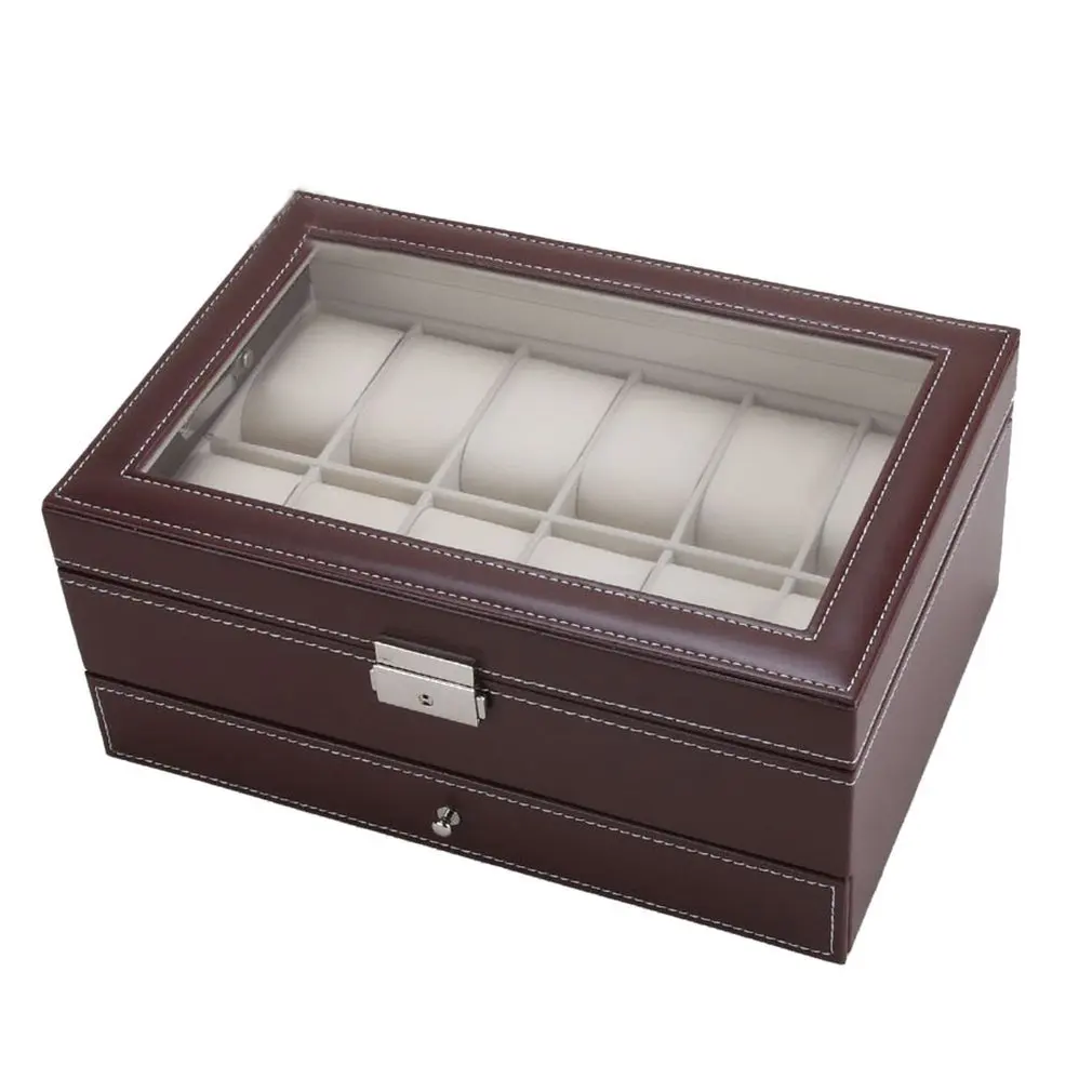 

12 Grids Watch Jewelry Box Large Watches Casket Case Leather Packaging Storage Gift Display Stand Holder Organizer Rack Case Hot