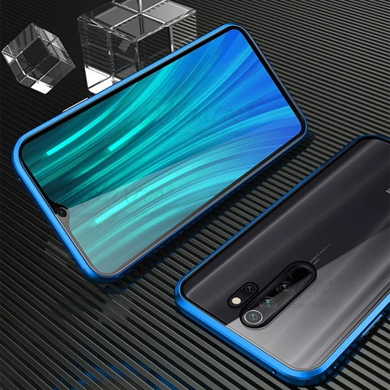 Blue-Transparent Для samsung Galaxy M30S Магнитный чехол 360 Передний+ задний двухсторонний 9H чехол из закаленного стекла для samsung M30s металлический бампер couqe - Цвет: Blue-Transparent