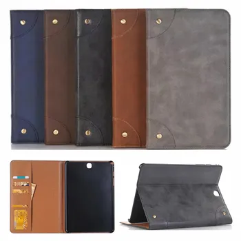 

Samsung Galaxy Tab A 9.7 SM-T550 T555 P550 P555 Vintage Book Matte Flip PU Leather Case Card Holder Folding bracket Tablet Cover
