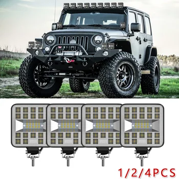 

1/2/4pcs 6500K-7500K 9V-32V Car Work Light Mini Square 29LED 87W Off-Road Vehicle Lamp Waterproof 180°adjustable Angle