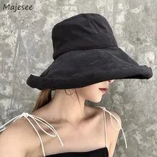 Панама, женские летние солнцезащитные шляпы с большими полями, одноцветная элегантная Милая универсальная шляпа, Женская универсальная шапка в Корейском стиле Harajuku Chic