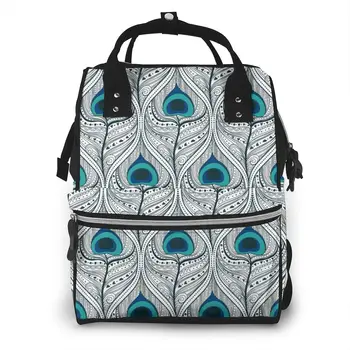 

Mummy Maternity Nappy Bag Peacock Feathers Seamless Large Capacity Nappy Bag Travel Backpack Nursing Bag for Baby Care