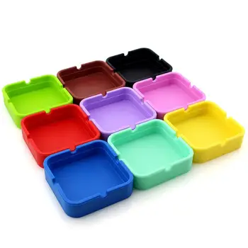 

1pcs Fashion Small Household Items Silicone Square Smoking Cigarette Ashtray Stackable Home Pub Ashtray Smoking Accessories