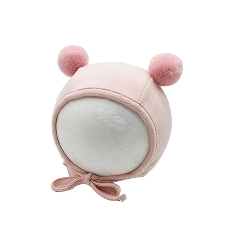 Pink Pompon Шапочка для малыша с героями мультфильма Pom, хлопковая шапка для новорожденных с ушками, регулируемая детская шапочка для мальчиков и девочек, шапки для малышей, 6 цветов - Цвет: Pink Pompon