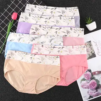 

Fashion Women Panties Cotton Mid Waist Abdomen Panties Printing Cotton Seamless Large Size Briefs Underwear High Quality