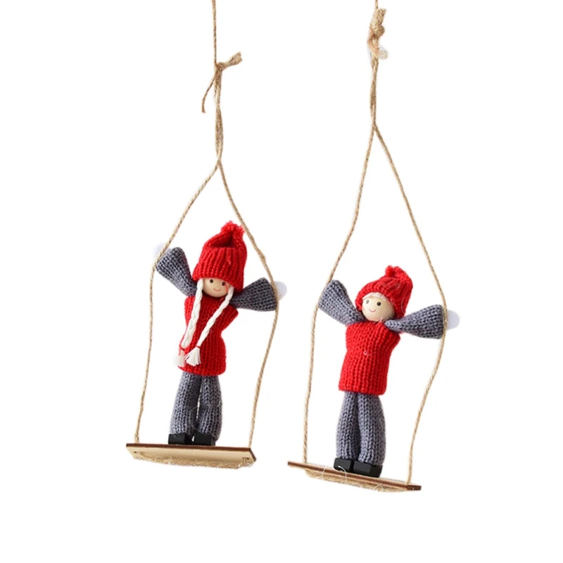 31x17x16cm 1 pair Рождественская елка украшение лестница для лазания кукла для девочек и мальчиков играть качающийся орнамент войлочная ткань рождественские украшения для дома - Цвет: 31x17x16cm 1 pair