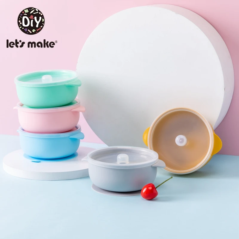 let's-make-5pc-waterproof-silicone-baby-feeding-bowl-double-ears-non-slip-feedings-silicone-bowl-tableware-baby-plate