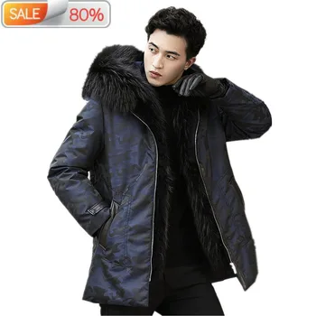 

Winter Jacket Raccoon Collar Warm Parka Natural Rabbit Fur Coats Men Clothes 2020 Winterjas Heren ND779