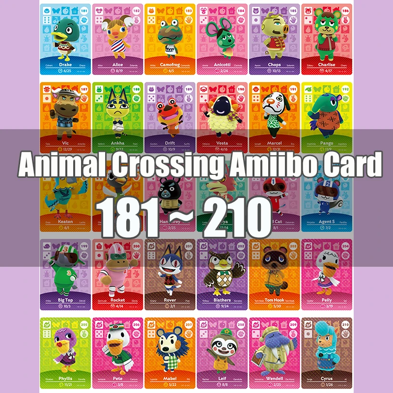 

Animal Crossing Amiibo Card Animal Crossing New Horizons Game NFC Lobo Card Work for NS 3DS Game Switch Series 2&3 (181-210)