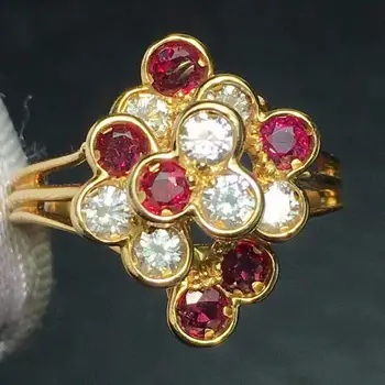 

Fine Jewelry 18K Rose Gold Real Natural 0.6ct Pigeon Blood Red Ruby Diamond Wedding Engagement Female Rings for Women Fine Ring