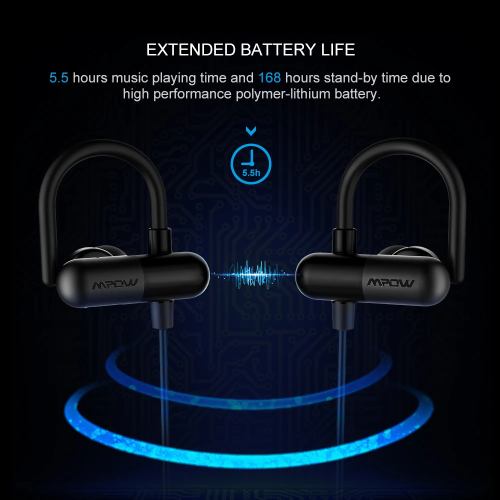 Mpow QY11 Bluetooth наушники беспроводные Bluetooth наушники шейные спортивные наушники с шумоподавлением микрофоном Aptx для iPhone 11
