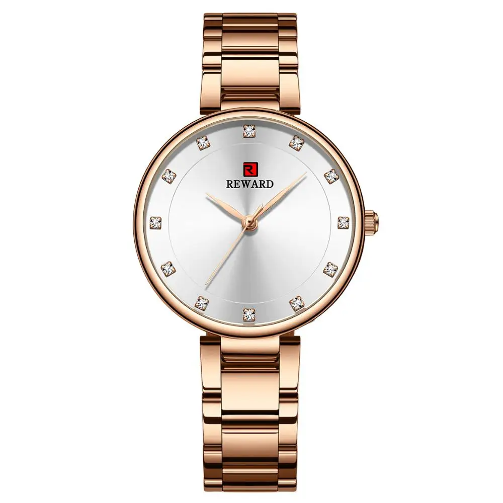 

Luxury Watches Women 2019 REWARD Crystal Golden Stainless Steel Bracelet Analog Quartz Wrist Watch Dress Clock Relogio Feminino