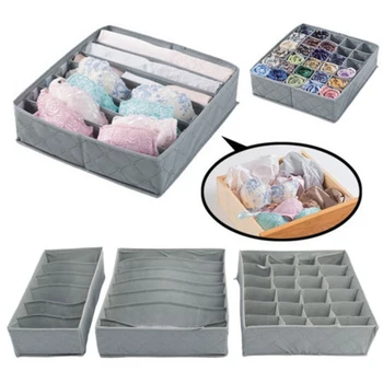 

3pcs Zipper Modern Simple Foldable Bra Accessory Non-woven Cloth Home Organizer Socks Storage Box