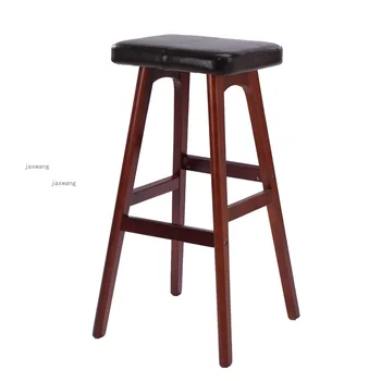 

Modern Solid Wood Bar Stool Creative Bar Chair High Chair European Fashion Bar Stool Wooden Front Desk High Stool Furniture