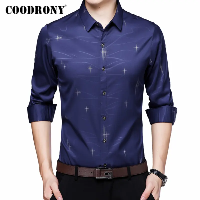 Бренд COODRONY мужские рубашки с длинным рукавом новинка 2019 осенние деловые