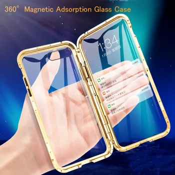 

Front +Back 360 Magnetic Adsorption Metal Glass Case For iPhone 7 8 6 Plus Phone Case For iphone 11 Pro Max XR X XS Max Cover