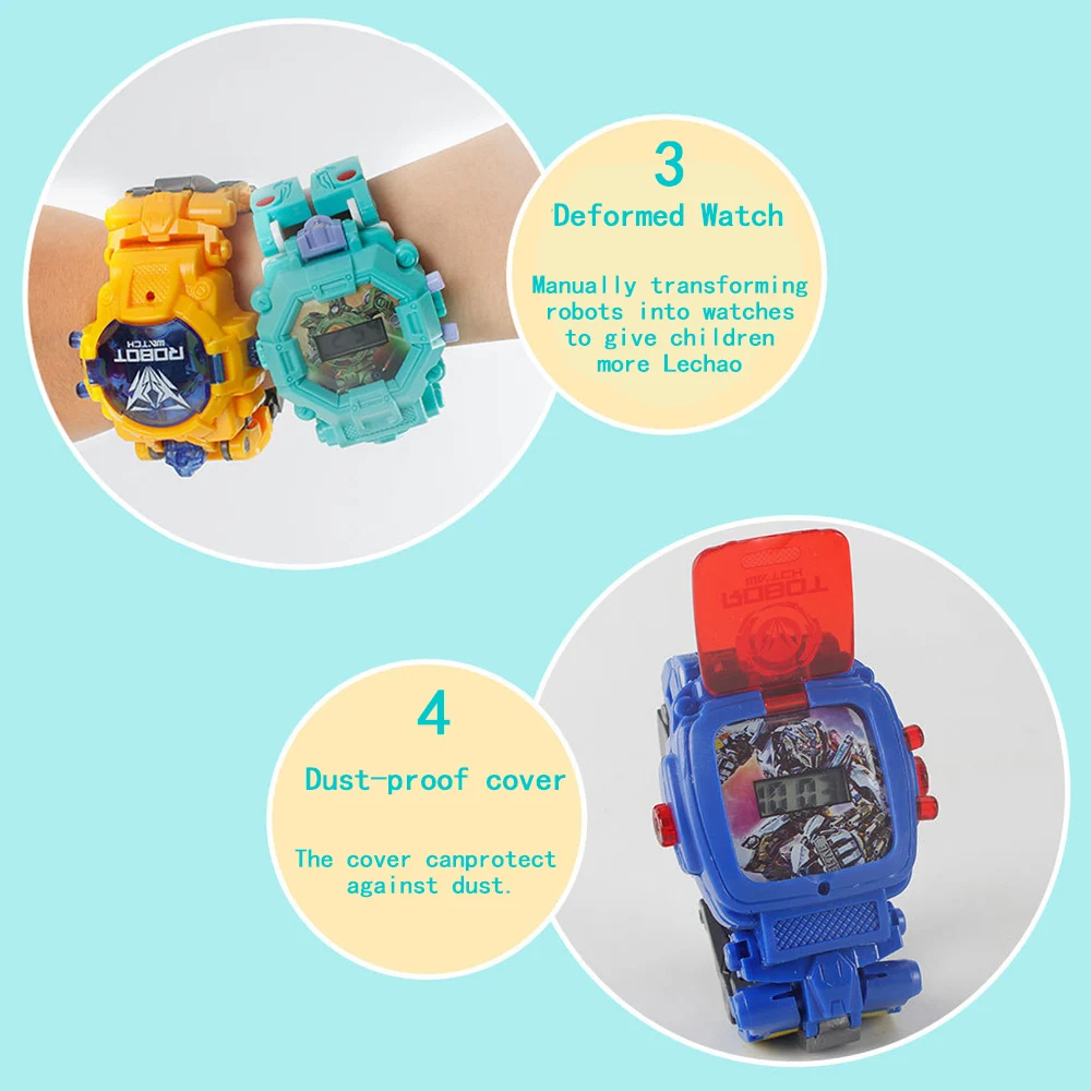 Дети робот трансформация наручные часы игрушка меха Робот Электронные часы дети спортивные мультфильм часы Дети подарки на день рождения