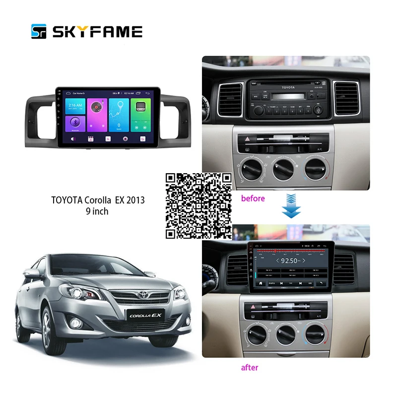 Автомагнитола SKYFAME 4 + 64 ГБ для Toyota Corolla EX 2013 мультимедийная система | Автомагнитолы -1005002190687509