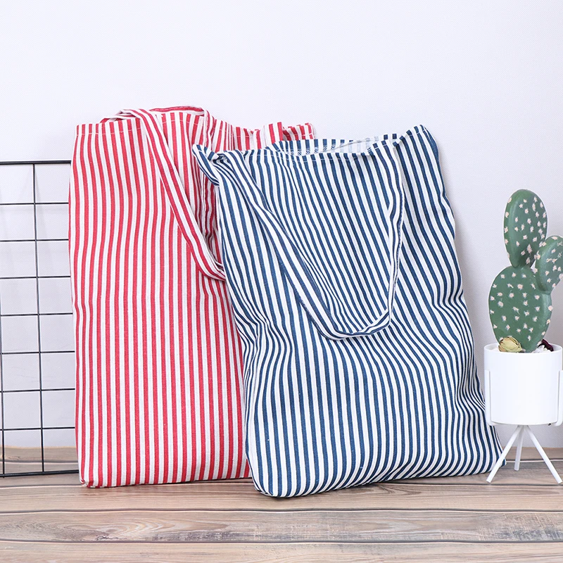 Female Fashion Women шоппер Student Cotton Linen Single Shoulder Bag Durable Striped Shopping Bags 1PCS Tote | Багаж и сумки