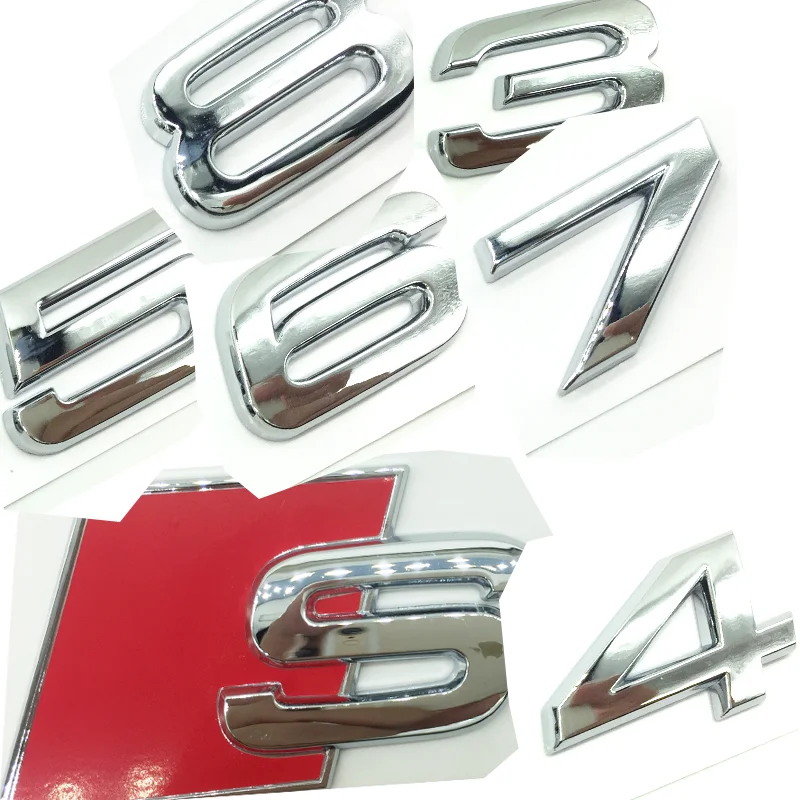 

OEM ABS Nameplate compatible for Audi S 3 4 5 6 7 8 s3 S4 s5 s6 s7 s8 Chrome Silver Emblem 3D Trunk Logo Badge Compact