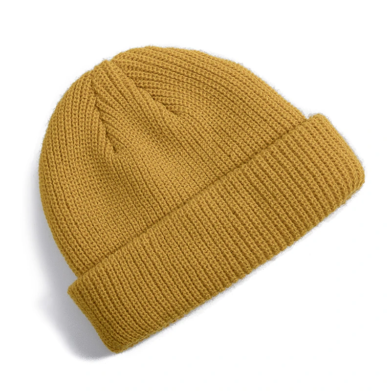 Hot Sale Daily Fisherman Beanie Hat Unisex Sailor Style Autumn Beanie Ribbed Knitted Hats For Men Women Short Melon Winter Hat plain skully hats