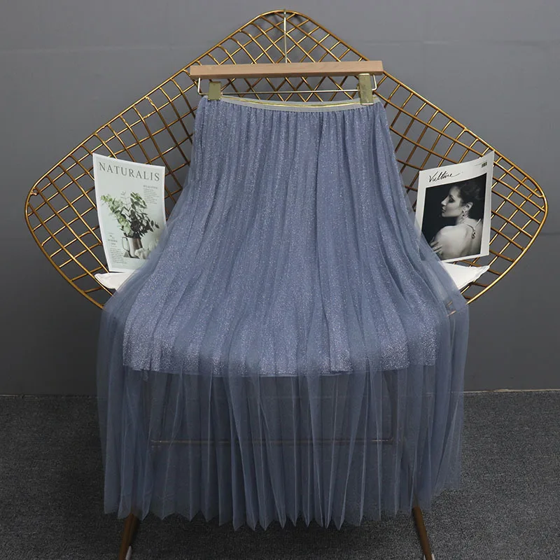 

[Attachment] Thin High-waisted Liangsi Gauze Pleated Skirt Summer 2019 Korean-style Elegant Big Hemline Mesh Dress Skirt 2111