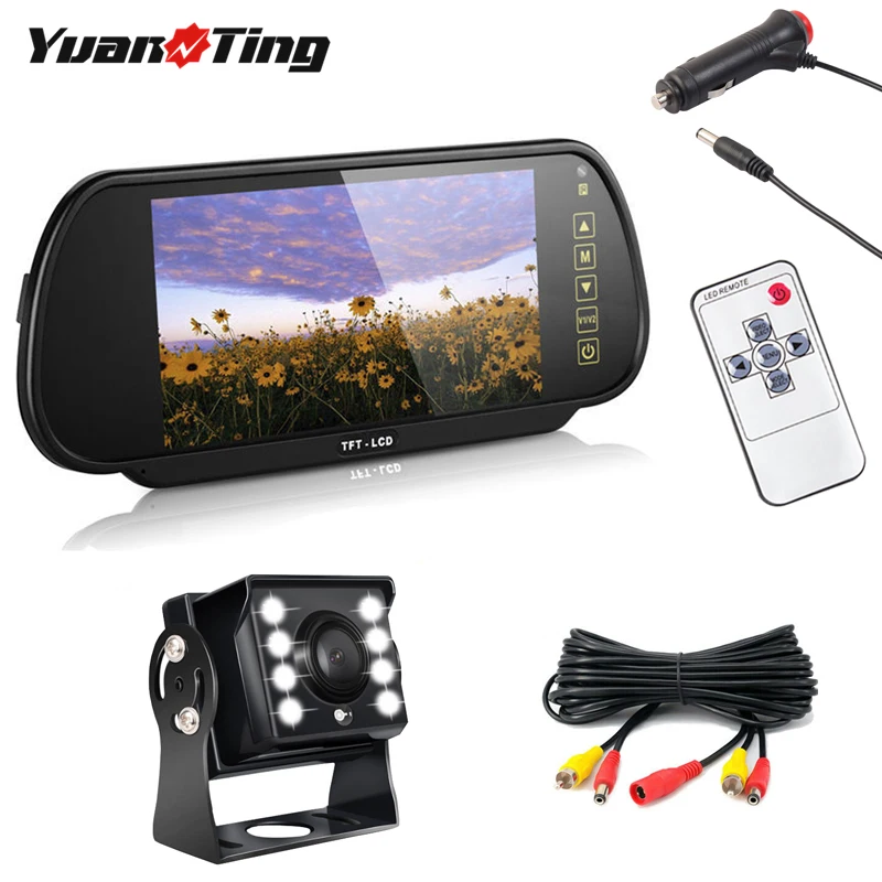 Цветной TFT ЖК-монитор YuanTing 7 дюймов 2 видеовхода 8 светодиодов HD IP68