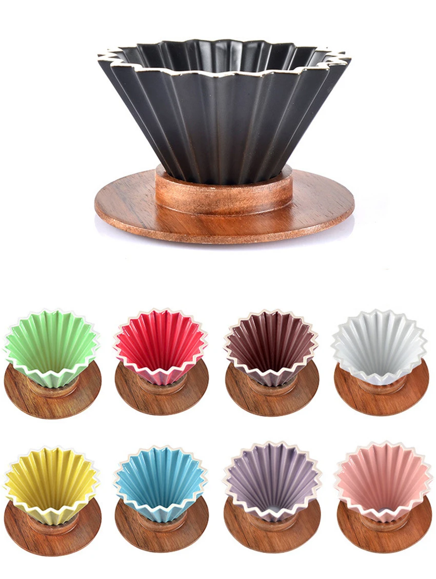 Kaffeefilter Trichter Tropf Hand Tasse Filter Kaffee Zubehör Trichter Blumen Keramik Kaffeetasse Origami Espresso Filter Tassen – Detail 3