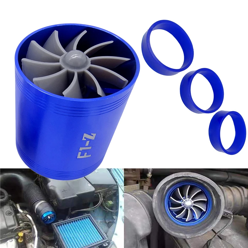 Car Double Dual Turbo Air Intake Turbine Gas Fuel Saver Fan Supercharger Fit for Hose Diameter 65-74mm | Автомобили и мотоциклы
