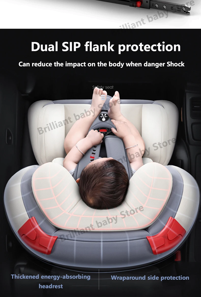 Автомобильное Универсальное Детское безопасное сиденье с поддержкой Isofix и защелкой для детей 0-12 лет, портативное безопасное сиденье для детей, регулируемое на 165 градусов