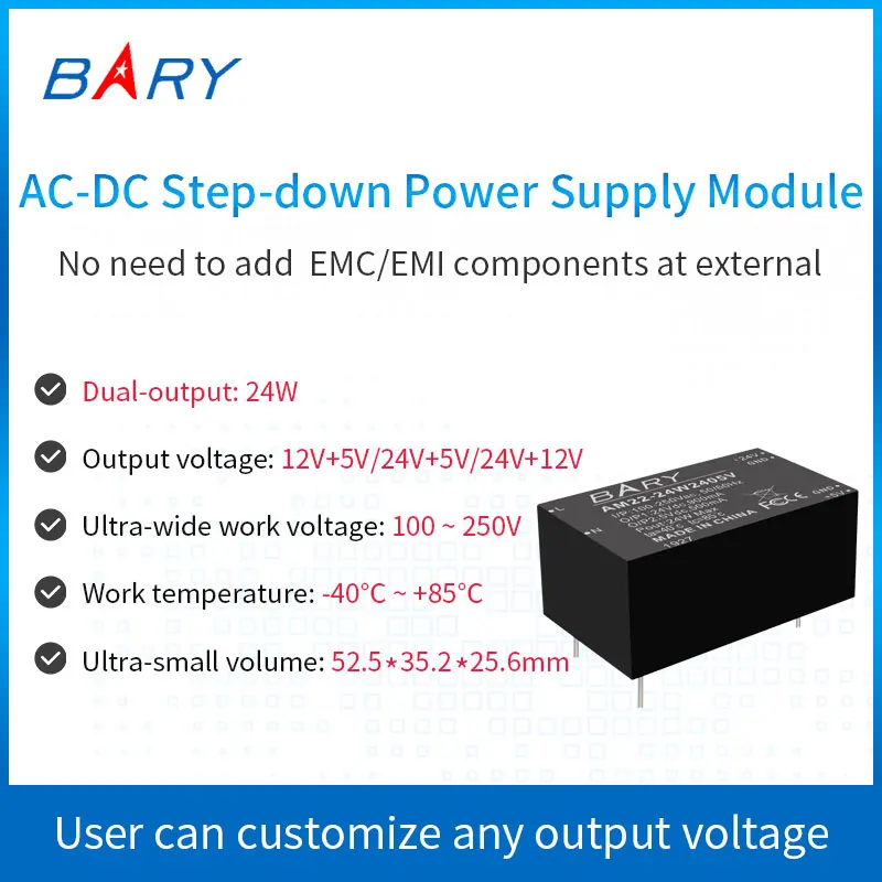 

AC-DC Buck Module | Dual-output | 110V~220V To 12V+5V 24V+5V 24V+12V |24W | Isolated Power Supply Module | MCU , Smart Home