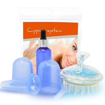 

Massage Cupping Cups Silicone Vacuum Suction Cupping Therapy Anti Cellulite Face Neck Body Massage Cup With Brush