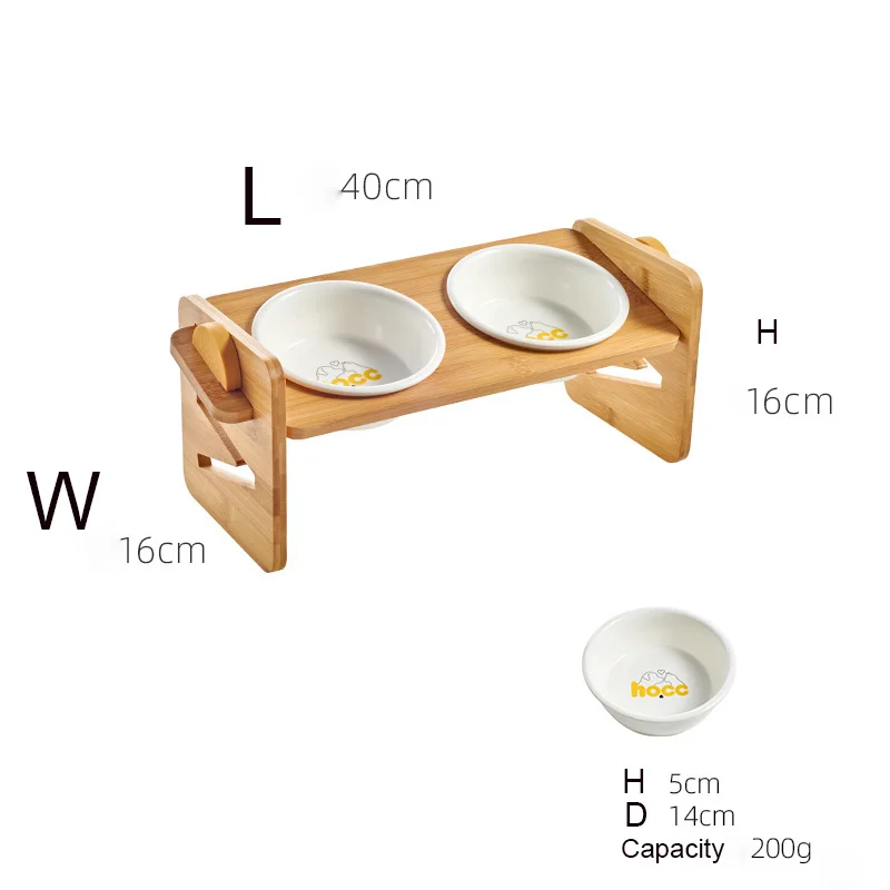 3 Bowls Baoblaze Bamboo Stand Elevated Pet Bowls w/Stand for Dogs Puppies Cats 