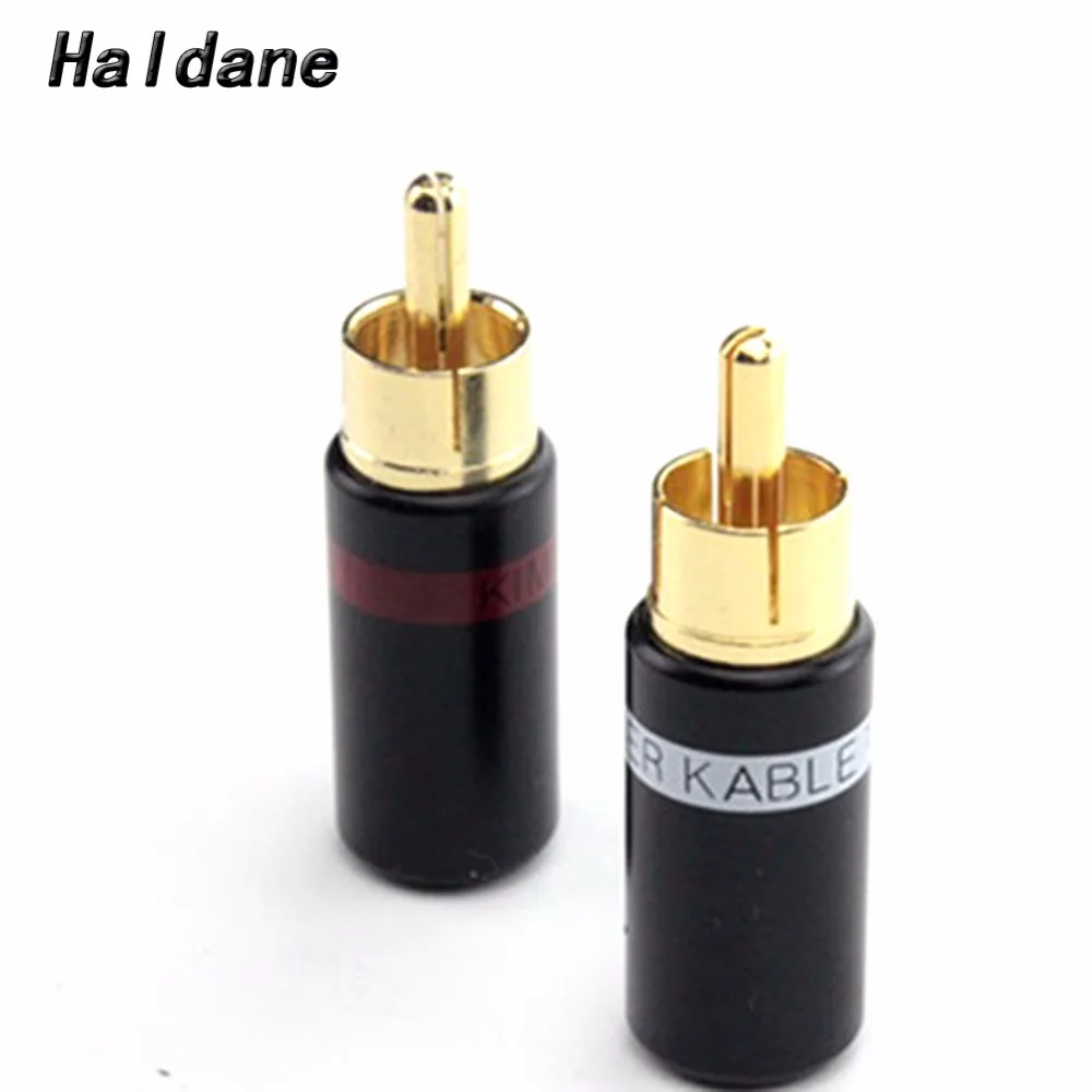 Haldane 4pcs Gold Plated Kimber RCA Plug Audio AMP Speaker Cable Plug Socket Connector for RCA Male Interconnect Audio Cable