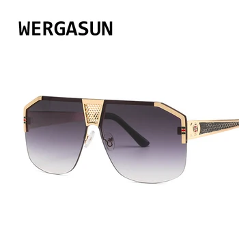 

WERGASUN Brand Design New Sunglasses Fashion Women Metal Gradient Sun Glasses Vintage UV400 Oversized Sunglass Shades de sol