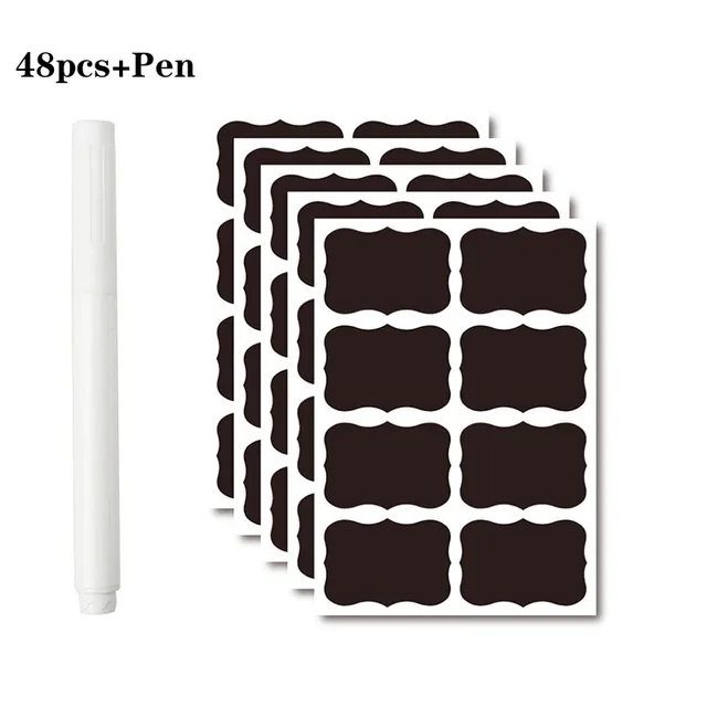36-54pcs/Set Erasable Blackboard Sticker Craft Kitchen Jars Organizer Labels Chalkboard Chalk Board Sticker Black Board 5x3.5cm 48pcs 1 shape