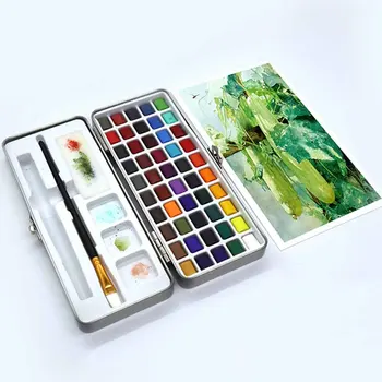 

50 Color School Beginner Solid Pigment Art Supplies Watercolor Painting Portable Not Fade Student Travel Drawing Dyeing Kids
