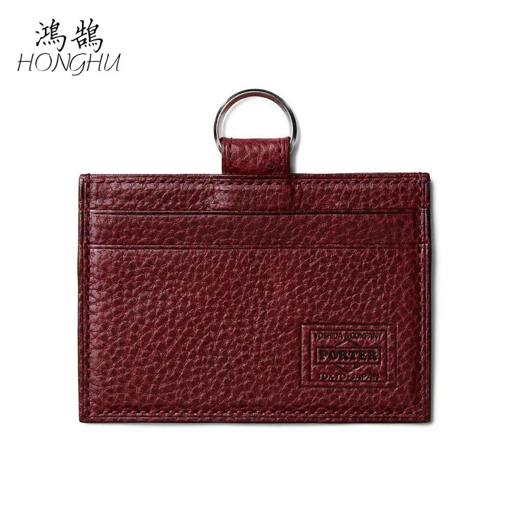 

Genuine Leather Work Documents Leather Case Employee Lanyard Tag Bank Card Holder Student Card Holder