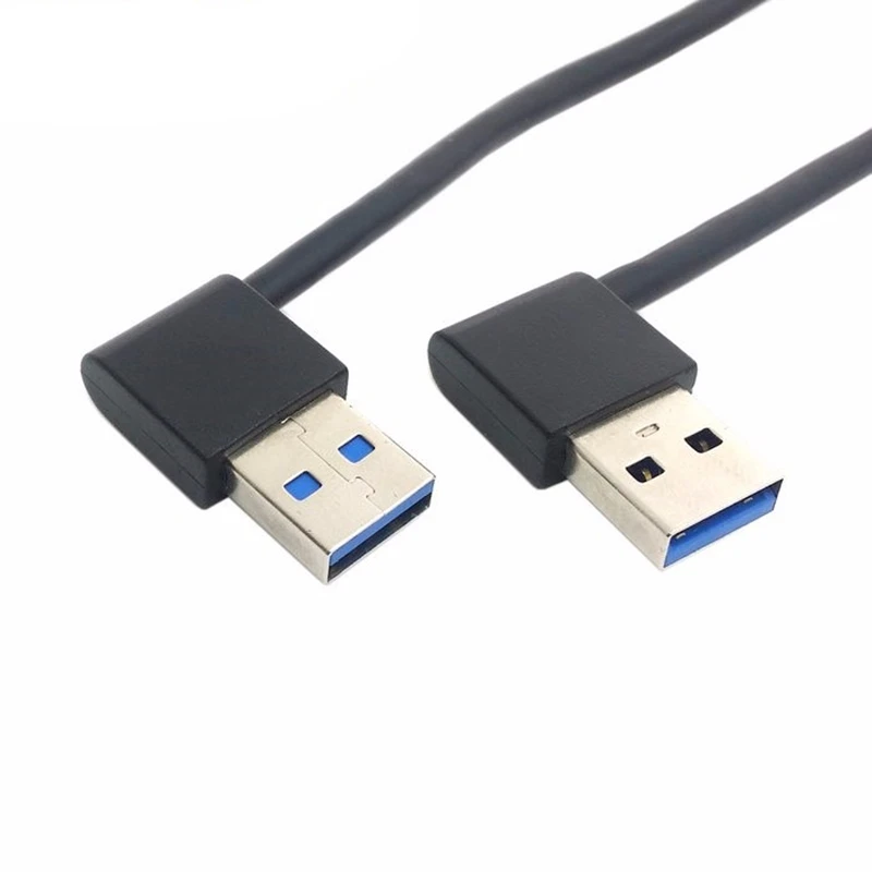 

5pcs USB3.0 USB 3.0 Type A Male 90 Degree Left Angled to Right Angled Extension Cable Straight Connection 50cm 0.5m