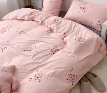 

4pcs Piggy Bedding Set Includes Duvet Cover Flat Sheet Pillowcases Without Filler Cotton Beddings For Kids Adults