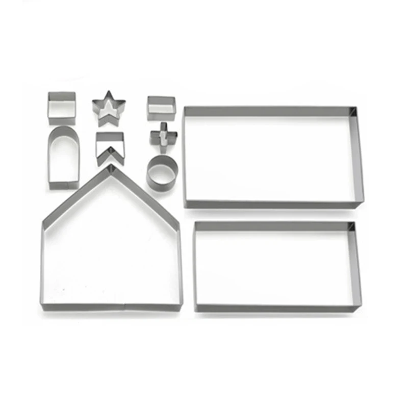 

ABUI-10pcs 3D Gingerbread House Stainless Steel Christmas Scenario Cookie Cutters Set Biscuit Mold Fondant Cutter Baking Tool